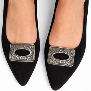 Vintage Shoe Clips Victorian Revival Geometric Shape filigreed Open Metal 2.5”